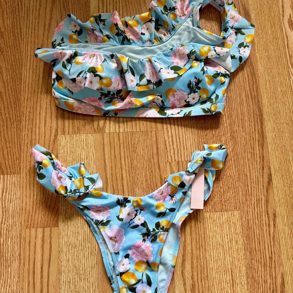 Victoria's Secret Floral Blue Bikini Medium/ Small